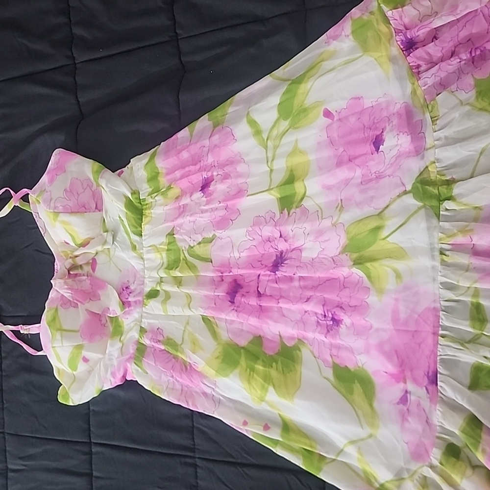 Floral Pink and Green Sundress